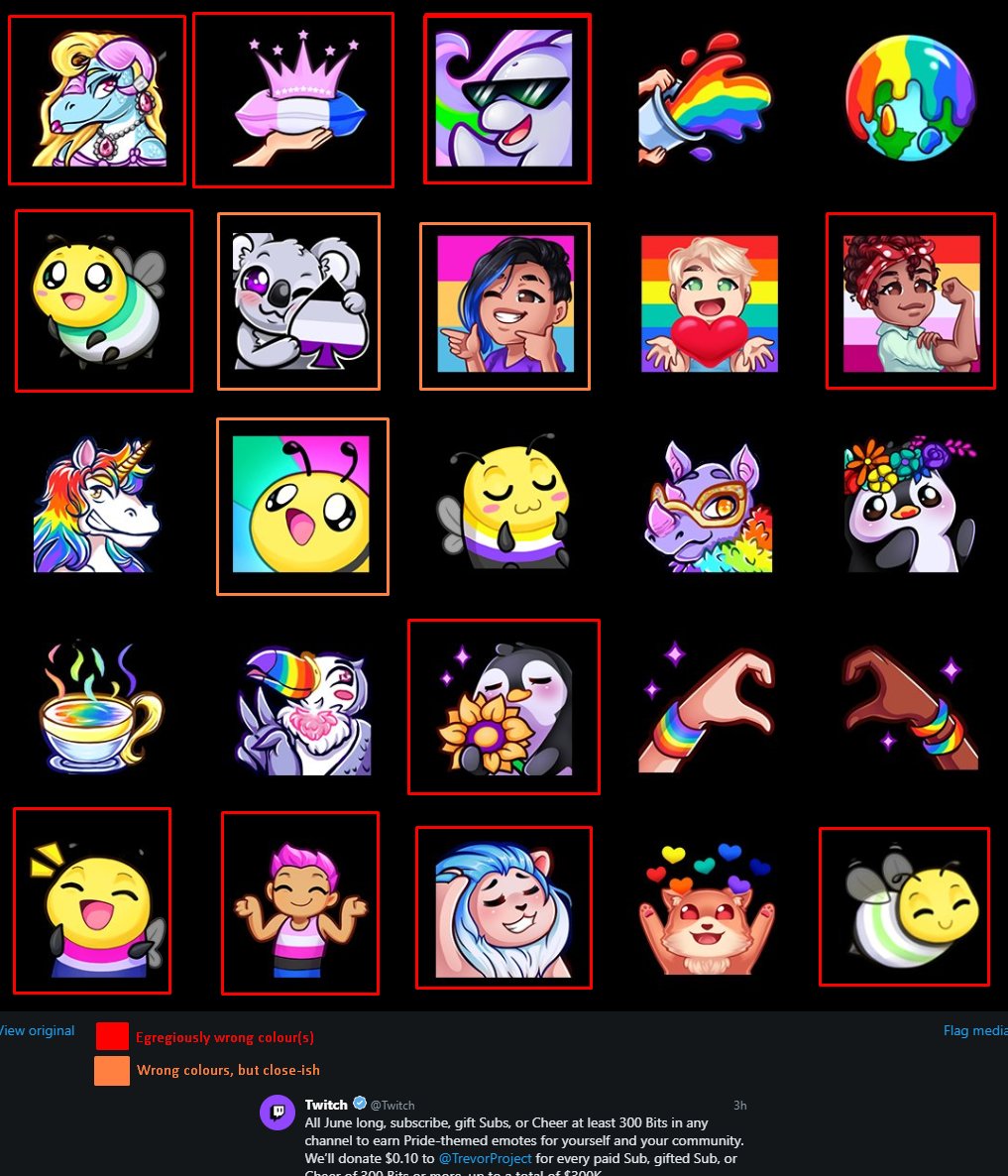 Princess April Acab On Twitter The Colours Of The New Pride Emotes From Twitch Are Just Awful Here They Are With The Actual Flags For Comparison Https T Co Ilr1do1mgy - anastala on twitter roblox has just added new emotes
