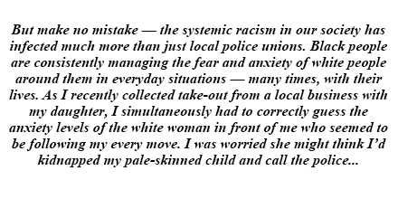 "Black people are consistently managing the fear and anxiety of white people around them in everyday situations — many times, with their lives." 4/6