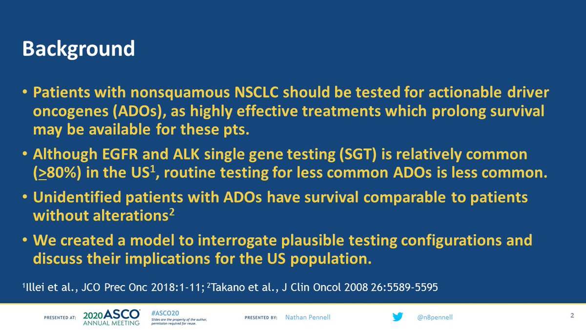 Although targeted treatments work well and we have 7 targets with FDA-approved drugs (EGFR/ALK/ROS1/BRAF/RET/MET/NTRK) testing levels are inadequate esp beyond EGFR/ALK, and many NSCLC who may benefit from tx pts die unidentified  #ASCO20  #LCSM