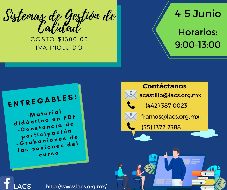 SystemsLatin's tweet image. Aprende más acerca de los Sistemas de Gestión de Calidad y   ayuda a tu empresa a la mejora continua. 
Todos nuestros cursos son mediante reuniones en vivo en donde el ponente responderá todas tus dudas en el momento 💻✅
#ISO #SGC #CursosOnline #AprendeEnCasa