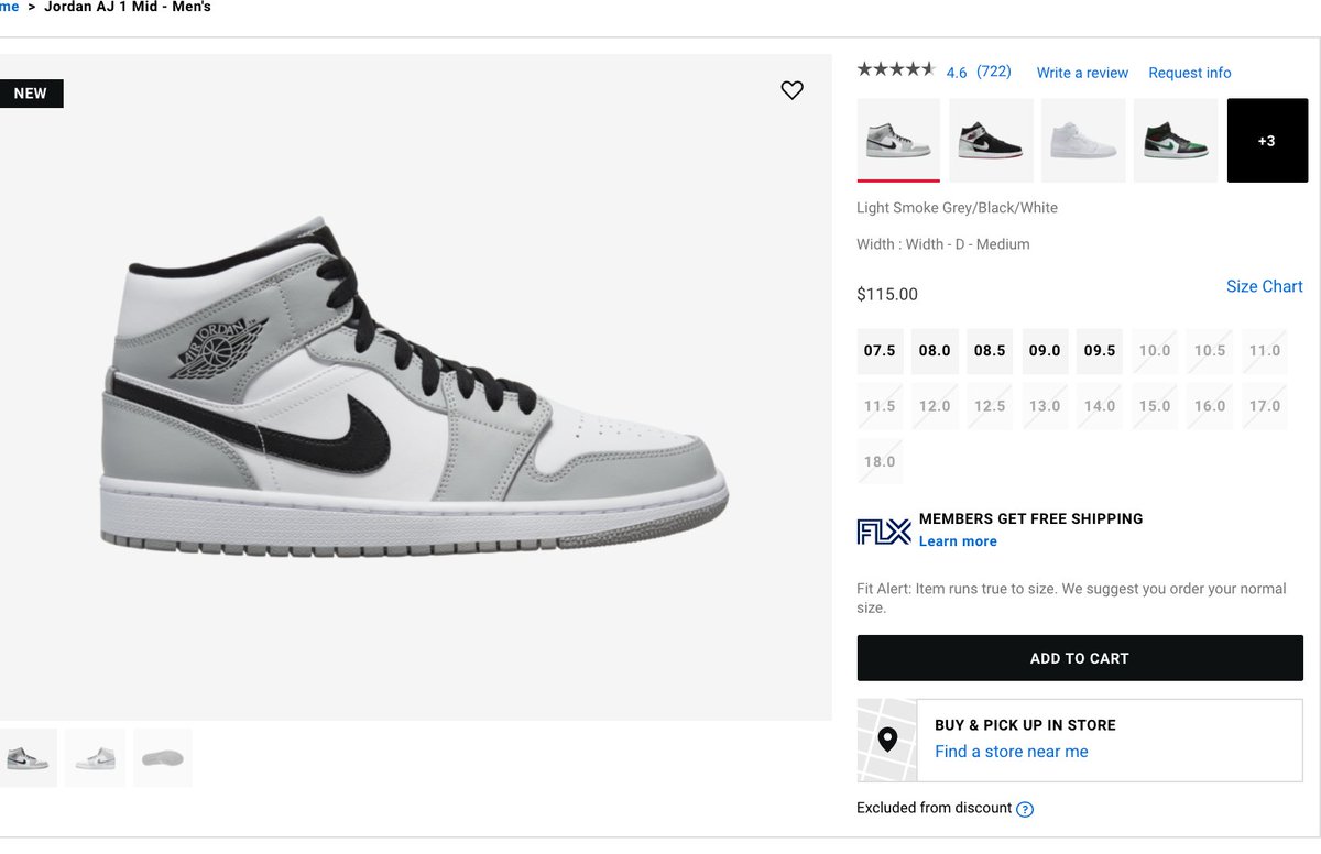 air jordan 1 mid smoke grey footlocker