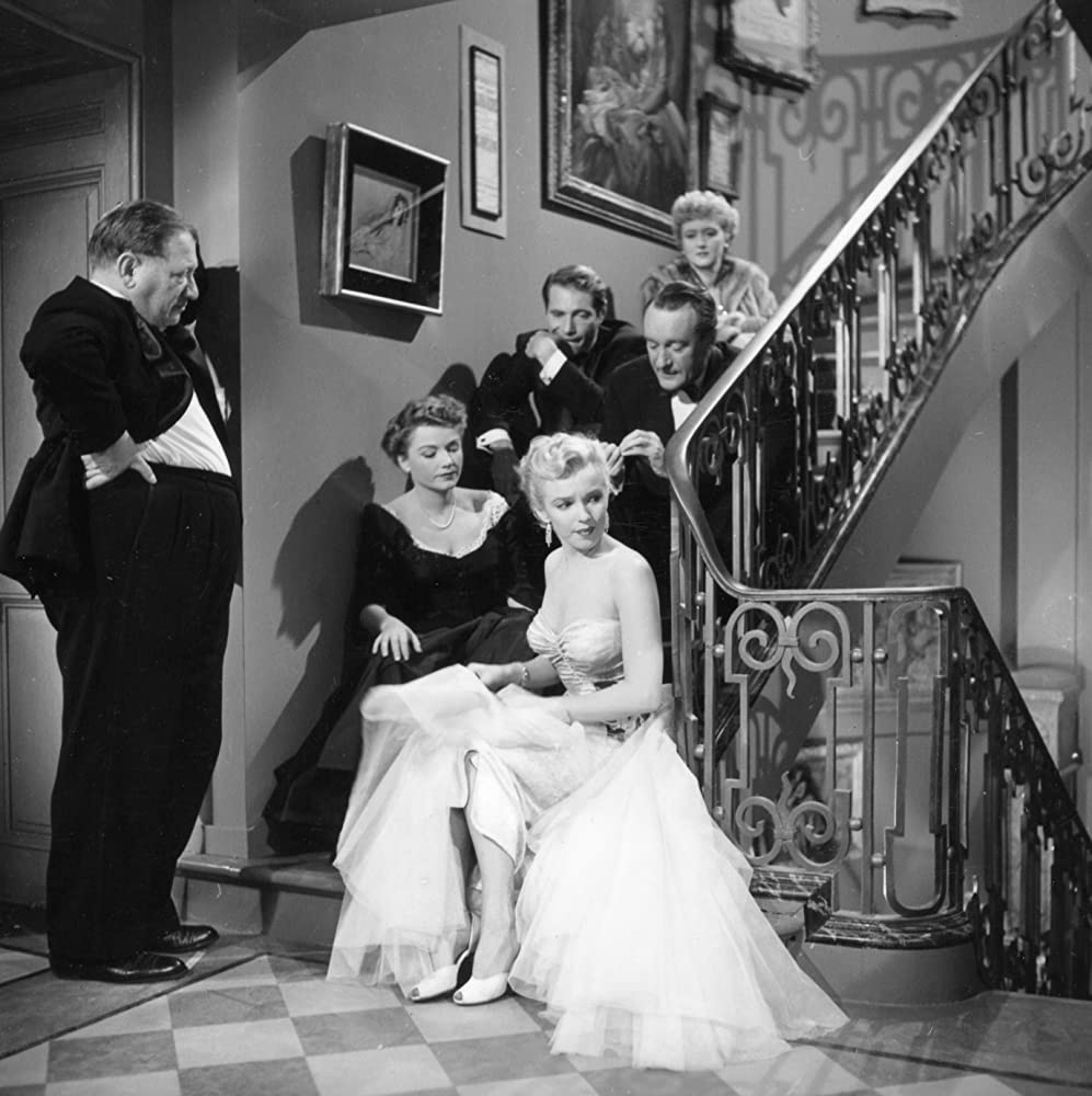 Another Ray Nolan photo from the All About Eve set. Marilyn Monroe, Anne Baxter, George Sanders, Celeste Holm, Gary Merrill & Gregory Ratoff
