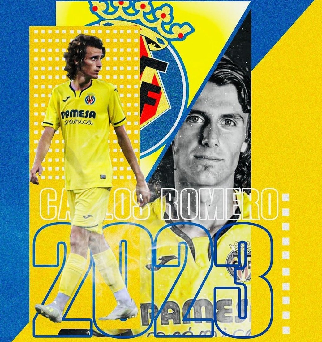 Darle la enhorabuena a @Carlitosromeero por su renovación con en el Villarreal. El lateral izquierdo nos hizo disfrutar en su etapa en nuestro DH, que le valió para fichar por el club groguet y, ahora, ha conseguido el primer paso de los muchos que sabemos que conseguirá! 👏🏾