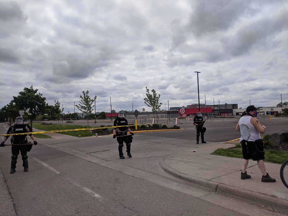 More pictures of riot police and the National Guard keeping people out of the shopping area that was overrun with looters yesterday.