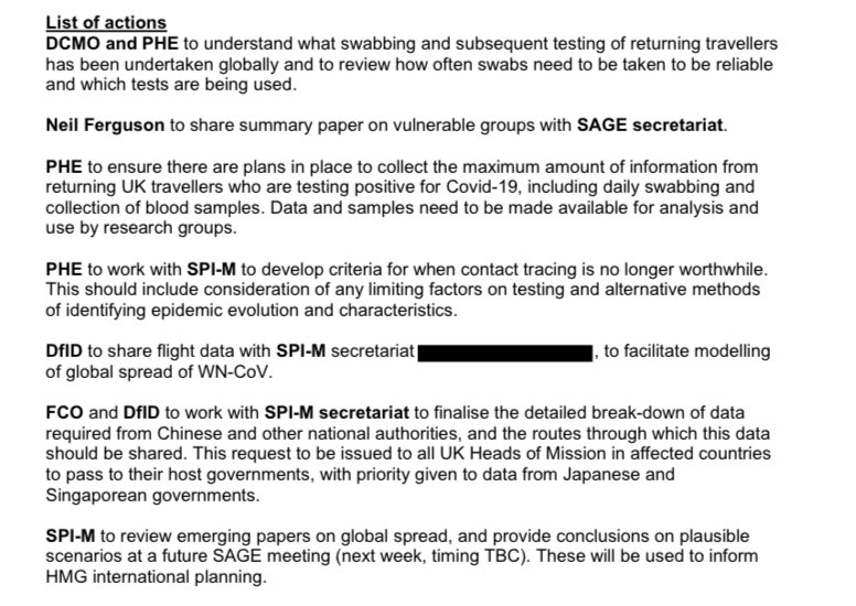 There is no follow up in subsequent SAGE minutes on whether the action to model NHS/ICU bed capacity was acted upon.It would be v interesting to look at all the actions listed in these minutes & see if & when they were progressed.There is no ‘action log’ so did some get lost?