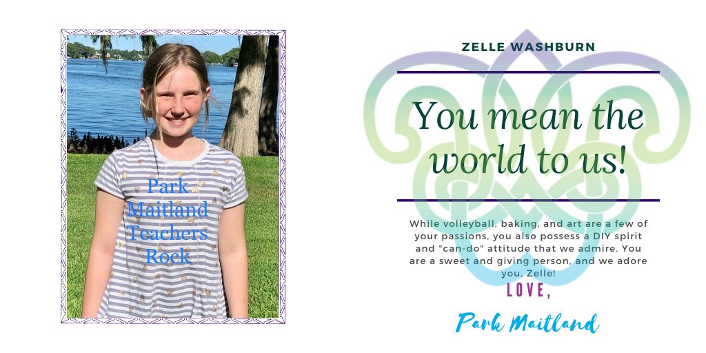 Celebrating Zelle, 6th grade Super Senior, class of 2020! #ParkMaitlandproudathome