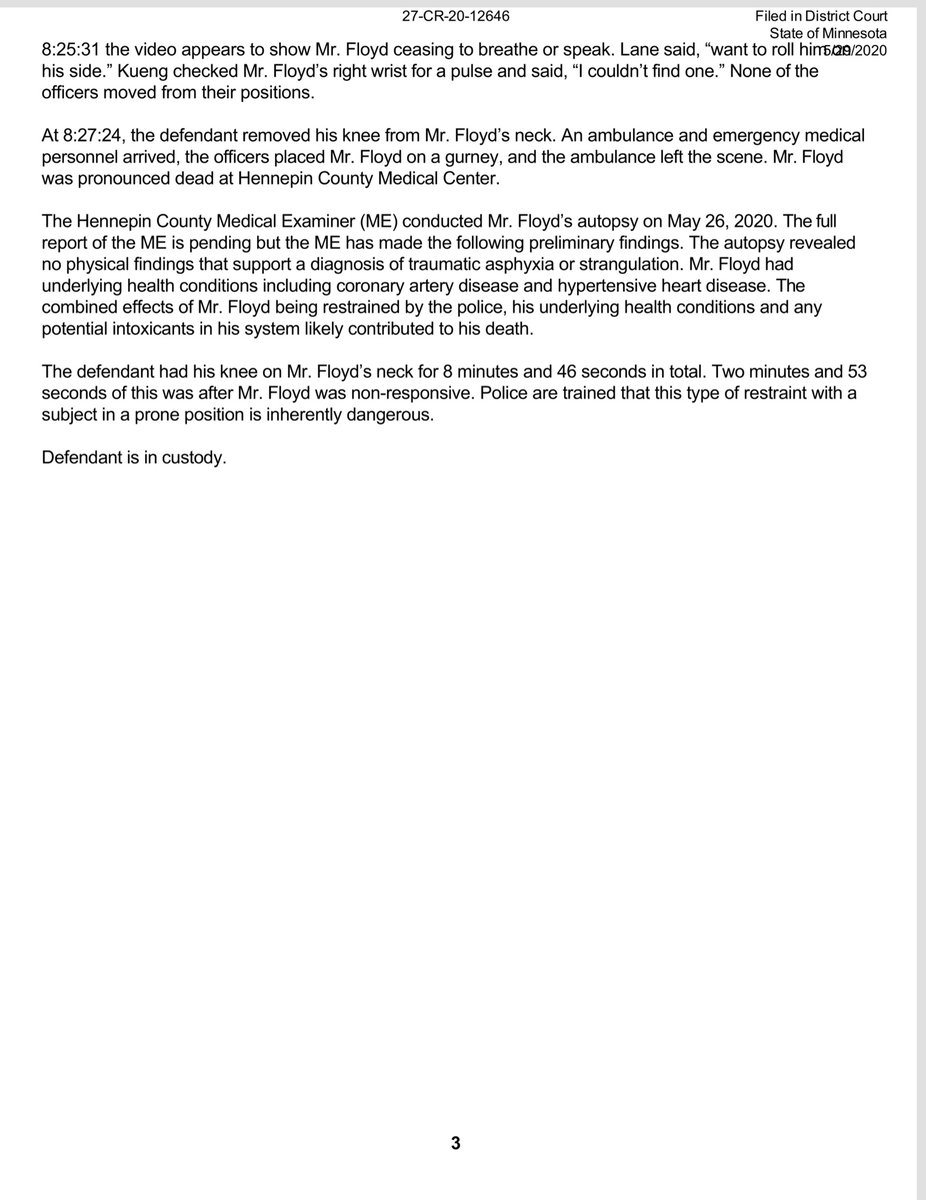 DEREK CHAUVIN CHARGING COMPLAINTThe statement of probable cause is, chilling https://drive.google.com/file/d/1BEK1Q5dvzvsZO9rzmeZQ68trgbeG38Yz/view?usp=drivesdk