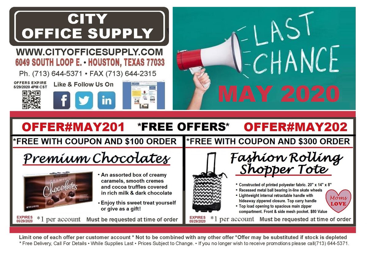 cityos's tweet photo. #LastChance for #Free*Offer#MAY201=#AssortedChocolates + Free*Offer#MAY202= #Fashion #RollingTote *w/min.purch.@ https://t.co/zb4z5RaOwd #shoplocal https://t.co/MYL3tJdJSE https://t.co/uHqihXjspU
