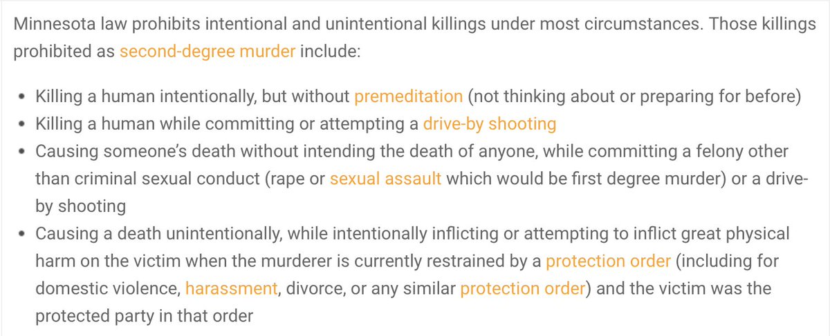 4/ Here, also according to several lawyer's website, is the definition of second-degree murder. https://statelaws.findlaw.com/minnesota-law/minnesota-second-degree-murder.html