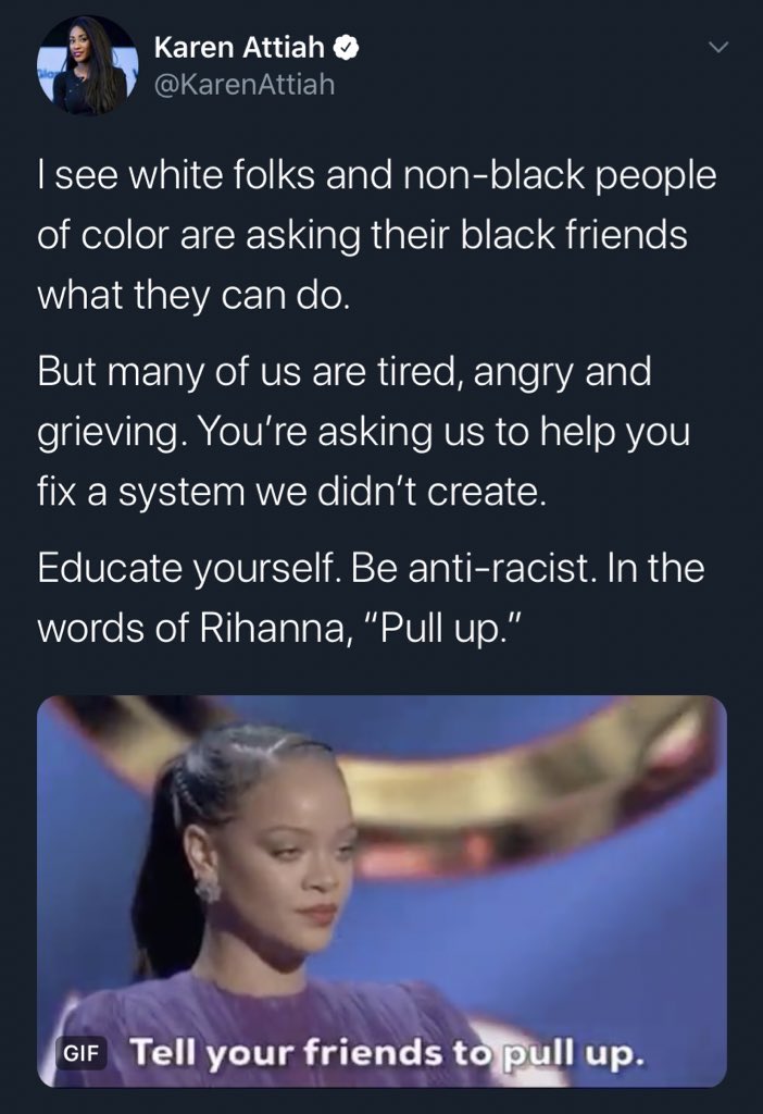 Hey White folks: WE are the problem. US.If we aren’t actively working on unlearning racism, being anti-racist, and taking actions every single day - WE are perpetuating the problem. Period. It’s on US to fix OUR structures and biases of systemic racism: