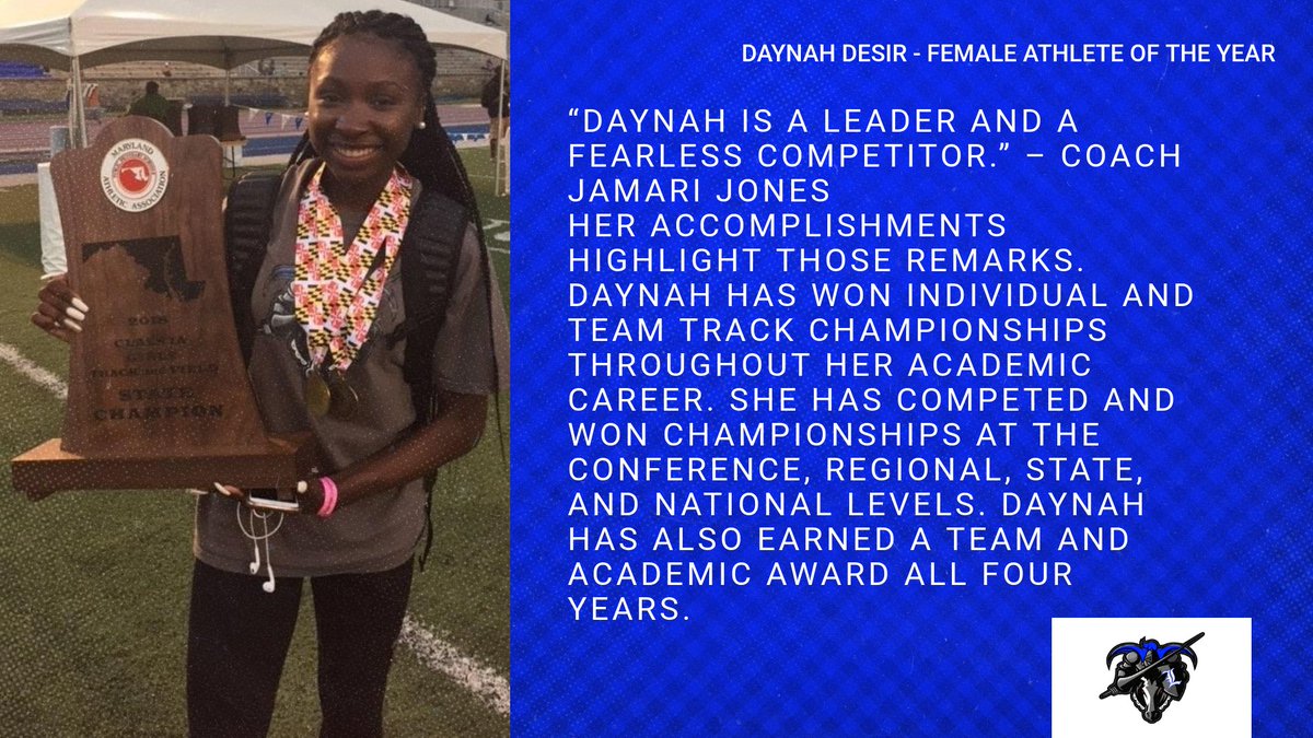 Congratulations to the Class of 2020's Female Athlete of the Year, Daynah Desir!
