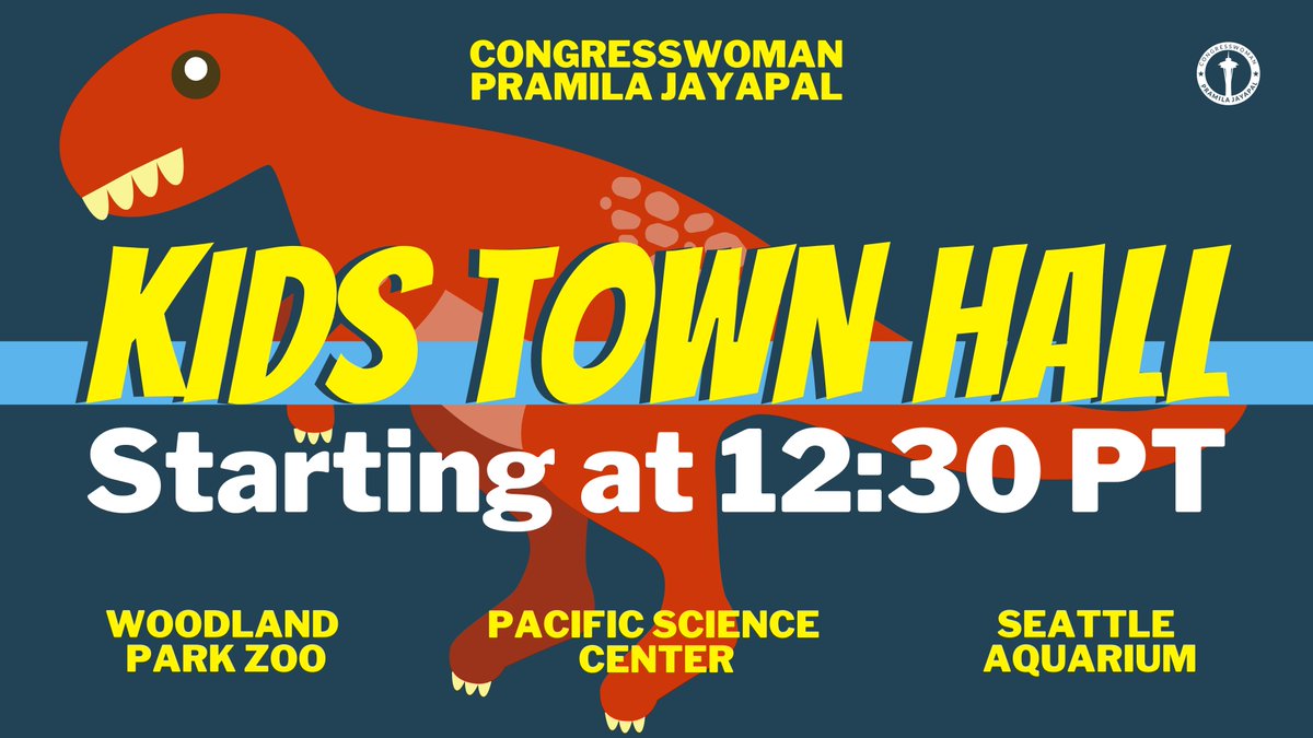 STARTING SOON: Hope you'll join us for a 12:30 kids town hall with the @SeattleAquarium, @woodlandparkzoo, and @PacSci. See you at Facebook.com/RepJayapal