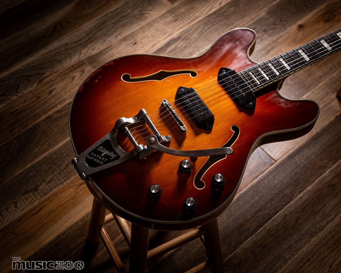 Feast your eyes on this gorgeous <a href="/eastmanguitars/">Eastman</a> T64/v-GB model in a beautiful Antique Goldburst Varnish! Loaded with two excellent sounding Lollar P-90 pickups this one's just begging to be played. What's your favorite feature?

🎸Shop now: bit.ly/MZeastman