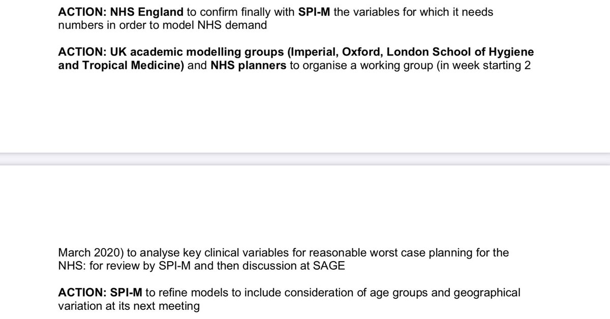 The same minutes from 25 Feb, contain the action that led to Neil Ferguson having a ‘workshop’ in early March with the NHS to understand bed numbers & ‘surge capacity’.It is unclear why this still wasn’t pre-loaded given it was discussed at the SAGE meeting on 11 Feb.  #BREAKING