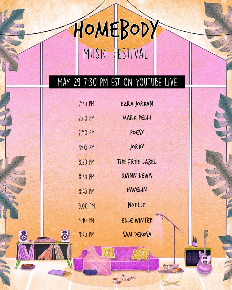 DAY 1 WEEKEND 2 of #HomebodyFest is HERE! Join us tonight at 7:30pm EST for another incredible lineup! 

Make sure you RSVP on our Facebook event page for more updates here: bit.ly/HomebodyRSVP

To reach our donations page, please visit: bit.ly/HomebodyDonati…