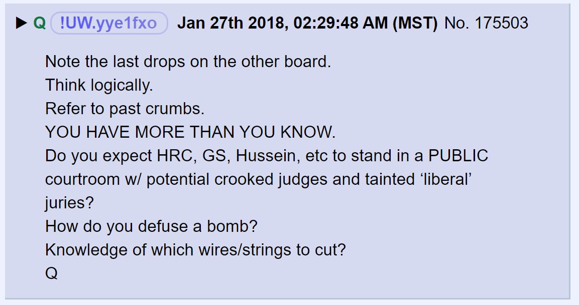 14) People like George Soros, Hillary Clinton, and Barack Obama can't be tried in a courtroom by a DC jury because they would not be found guilty.A different plan is in place to carry out their prosecution.