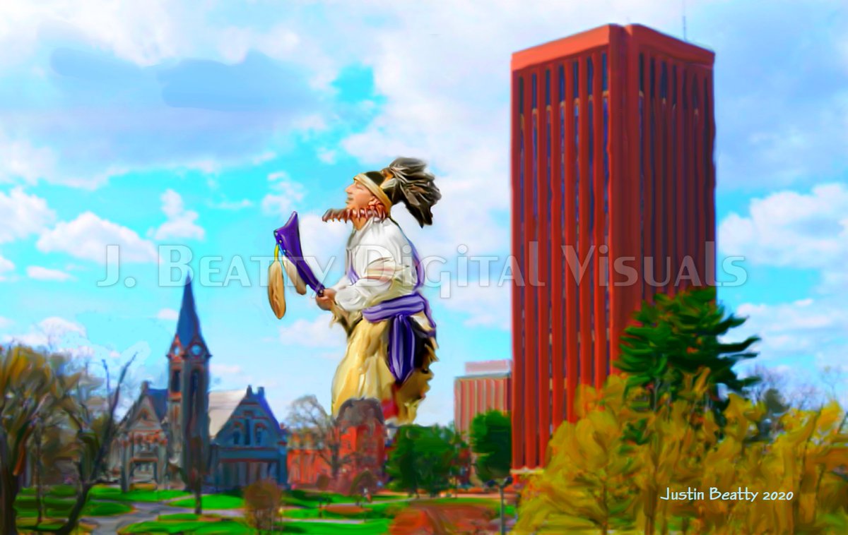 NativeBrotha's tweet photo. "We Are Still Here", a piece I created and contributed to the "Indigenous Voices Project" organized by a student at the University of Massachusetts-Amherst. #NativeAmerican #EasternWoodlands #DigitalArt #Art #UMass #Pequot #Ojibwe #Yesah #Makadeyaas https://t.co/H9ZL0CIf39