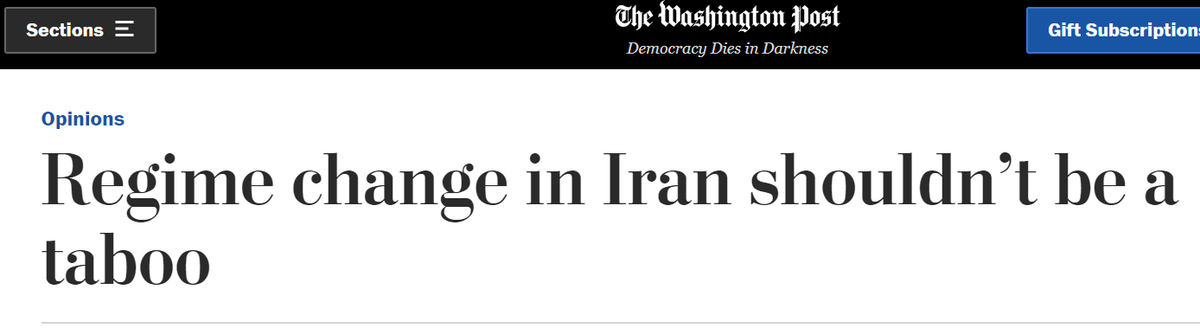 [Thread] In this article, ardent anti- #Iran hawks Ray Takeyh & Reul Marc Gerecht try to normalize a US policy of regime change toward Iran. This policy has proven disastrous under Trump, but they want to get it in writing & have the US rule out diplomacy indefinitely.