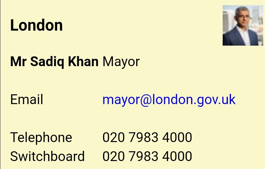 4. Email and call Sadiq Khan, increase pressure on the Mayor to deliver a full transparent investigation, let it be known Londoners are angry