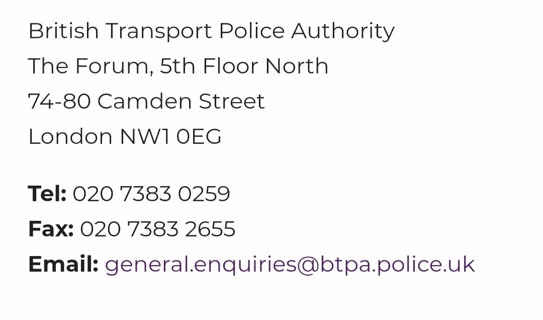 2. British Transport Police Authority, they deal with misconduct of the BTP, send them an email or call