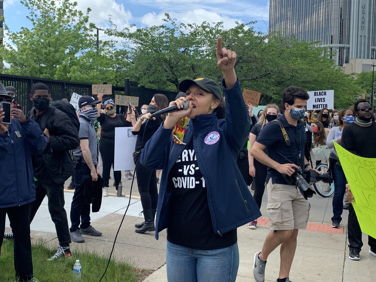 Detroit City Councilwoman  @MsMarySheffield is here addressing the crowd. “The way in which this country values Black lies in unacceptable. I’m tired of marching, asking, and crying.” One of the most vocal community leaders in Detroit.