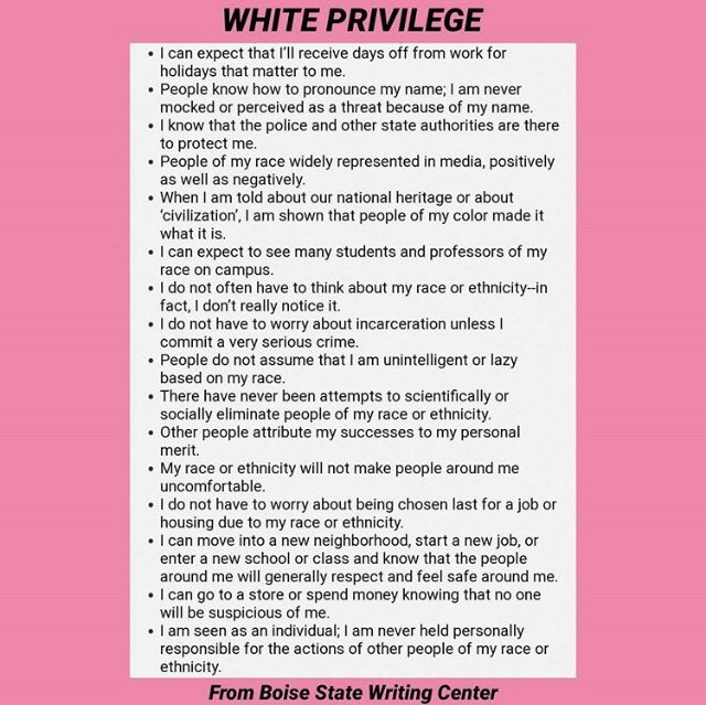 First and foremost, recognize your privilage (if you are a non black/white individual)! This is from Florence Given’s instagram story