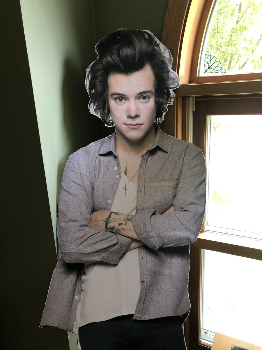 MathMayo's tweet image. The last 2 weeks of Distance Learning I opened each lesson with a 1D song to engage the students. Today I had two students drop off a present at my house, a Life Size Harry Styles! Can’t wait to put him in my classroom. @Harry_Styles