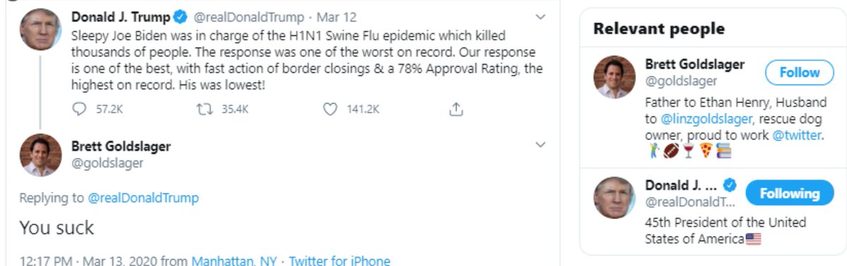 Twitter employee replying "you suck" to Trump tweets: