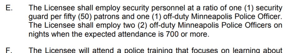 Not my industry, but is it usual that the city council puts a requirement to hire off-duty police officers in a specific quantity?It just feels weird when the city is forcing a business to pay police officers for security.