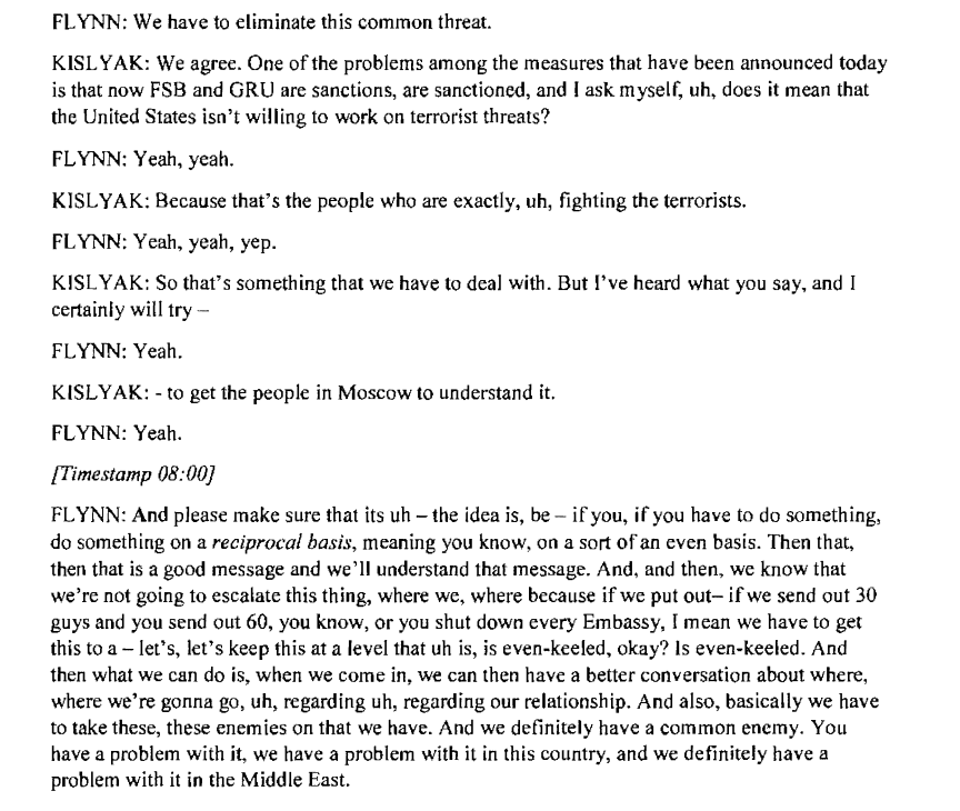 Here are some of the key passages of the Flynn-Kisylak calls where the two dicusssed sanctions, More details TK. https://www.politico.com/news/2020/05/29/trump-flynn-russia-ambassador-289905