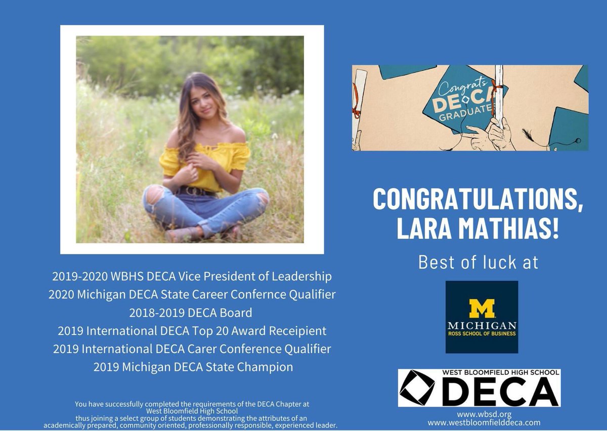 WBHS_DECA's tweet photo. @lararmathias Congratulations! https://t.co/vWW7L67mzc