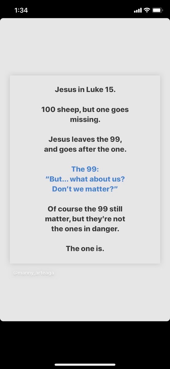 Haffy25's tweet photo. We sing about how Jesus’ reckless love causes him to “leave the 99” but then when it comes down to it we’d rather stay in the flock instead of following Christ to relieve the vulnerable. 

SOCIAL JUSTICE IS BIBLICAL. https://t.co/VuVUg3ZCoK