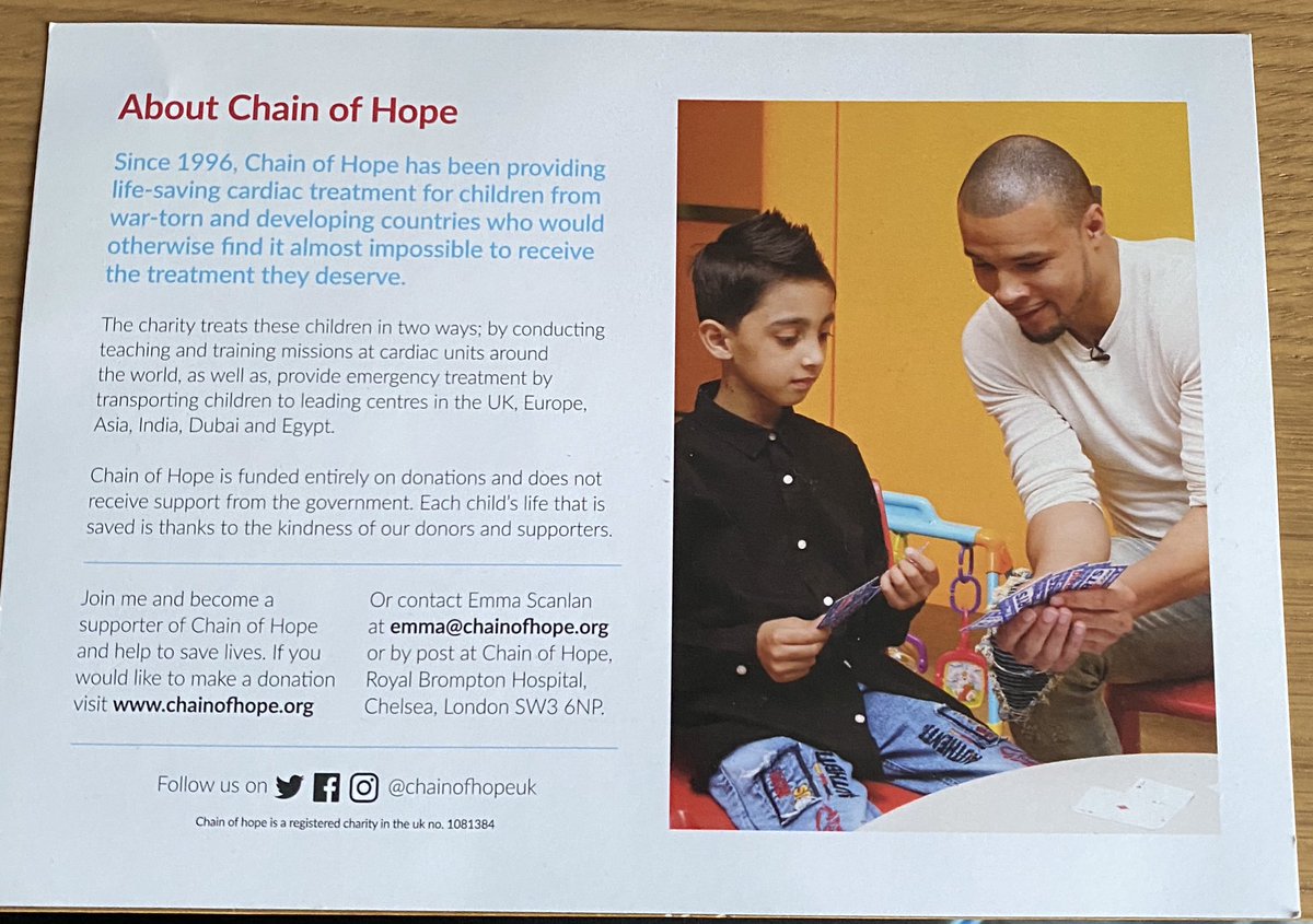 CameronD2007's tweet image. What a fantastic charity. What better job than to save a child by preforming viral heart surgery. JUST WOW!     Hopefully my next project to try and help.  Well done @ChrisEubankJr for supporting @ChainofHopeUK