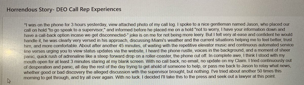 DavidJonesTV's tweet photo. UNEMPLOYMENT

“I heard the phone rustle, voices in the background, and a moment of quick panic, sheer rush of adrenaline like a steep forward drop on a roller coaster, and the phone cut off.”

Another call center horror story ⬇️ @FCN2go https://t.co/oA7pVb6zBx