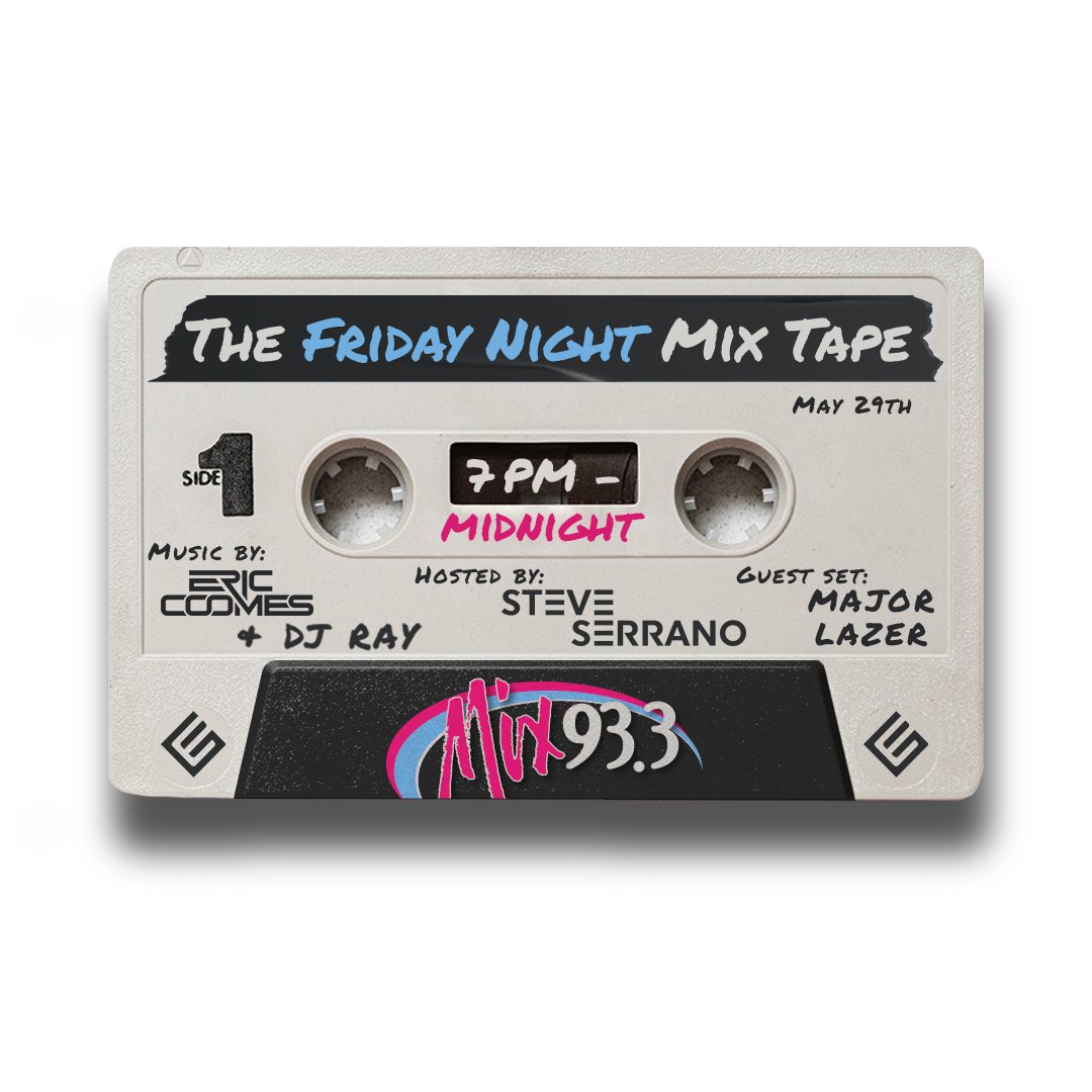 Tonight at 7pm tune into <a href="/Mix933/">Mix 93.3</a> for The Friday Night Mix Tape hosted by <a href="/SteveSerrano/">Steve Serrano</a> with DJ <a href="/ericcoomes/">Eric Coomes</a>, plus a guest set by <a href="/MAJORLAZER/">MAJOR LAZER</a>!