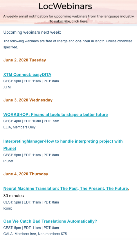 gzhao95's tweet photo. Localization Webinars next week:

To subscribe the list, please click here: https://t.co/KRVKK6vSoI https://t.co/oElYxEHtJU