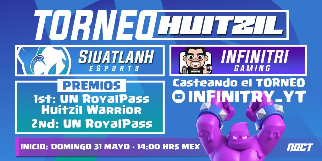 #CR I TORNEO HUITZIL🌱

Una de las plataformas que nos vio crecer ClashRoyale, traemos para ustedes un torneo por El Primer Aniversario de SIUATLANH.🎂🎆
En compañía de nuestro gran Caster <a href="/INFINITRI_YT/">INFINITRI-GAMES🍃🚀</a> 🔱
 
Requisitos
- Seguir a @SiuatlanH_GG 
- RT &amp; MG❤️

Pruebas al dm

Suerte!