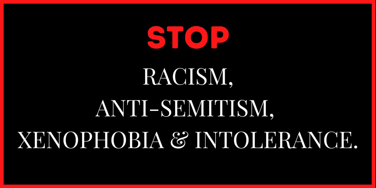 𝐒𝐓𝐎𝐏 racism 

𝐒𝐓𝐎𝐏 anti-semitism 

𝐒𝐓𝐎𝐏 xenophobia 

𝐒𝐓𝐎𝐏 intolerance 

We can all #StandUp4HumanRights and help build a world free of discrimination, hate & violence.