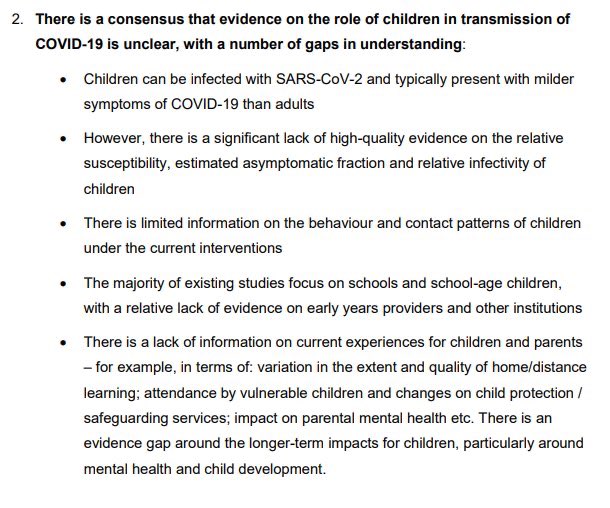 Ystdy,  @BorisJohnson said some schools will reopen Monday.Today,  @RishiSunak talked about uniforms being “pulled out of the wardrobe”.But 6 weeks ago, on 16 April, SAGE said: “There is a consensus that evidence on the role of children in transmission of  #COVID19 is unclear.”