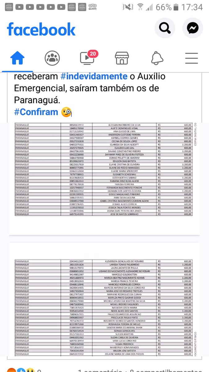 LeocadiodeOliv2's tweet image. Na Lista de Servidores Públicos que receberam #indevidamente o Auxílio Emergencial, saíram também os de Paranaguá. 
#Confiram .
O povo adora uma vergonha mesmo 🙄
E quem realmente precisava ficou sem né, parabéns povo sem noção 👏