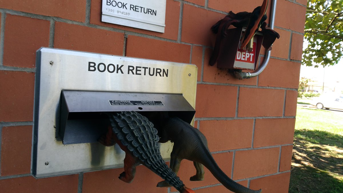 houstonlibrary's tweet image. #ICYMI The bookdrops are now open for you to return your library materials! Late fees are still being waived, so there&apos;s no rush, but they&apos;re there if you want to use them. Please only return library materials, and do not put dinosaurs in the book drop. #houstonlibrary