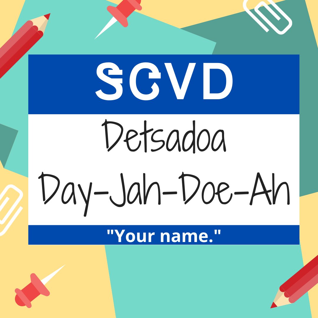 NSUNASC's tweet image. Cherokee Word of the Day:
ᏕᏣᏙᎠ
Detsadoa - Day-Jah-Doe-Ah
"Your name."
This word is predominately used when asking someone else's name, but if you feel like just telling someone what their name is, who's to stop you?
Ex: "Gado Detsadoa?" - "What is your name?"