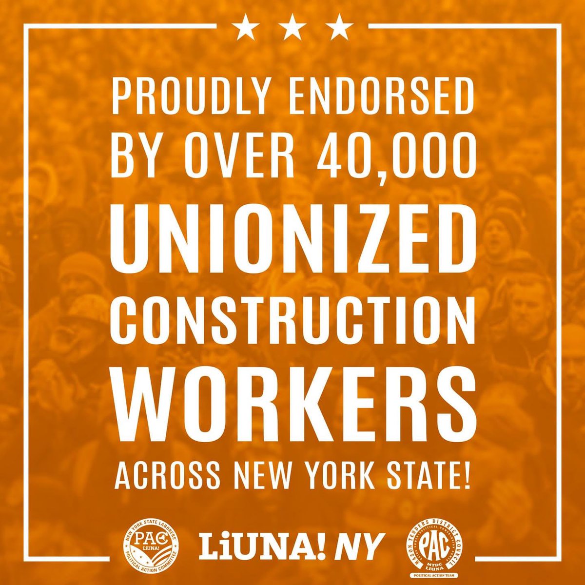 I'm so appreciative for this endorsement and support from <a href="/LIUNA/">LIUNA</a> NY, which is a collaboration of the <a href="/NYSLaborersPAC/">NYS Laborers PAC</a> and the <a href="/MTDCPAC1/">MTDCPAC</a>. Proud to serve and represent these workers' interests in Albany.