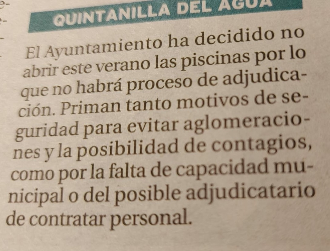 ⚠️No tendremos piscinas este verano⚠️ ❌🏊‍♂️