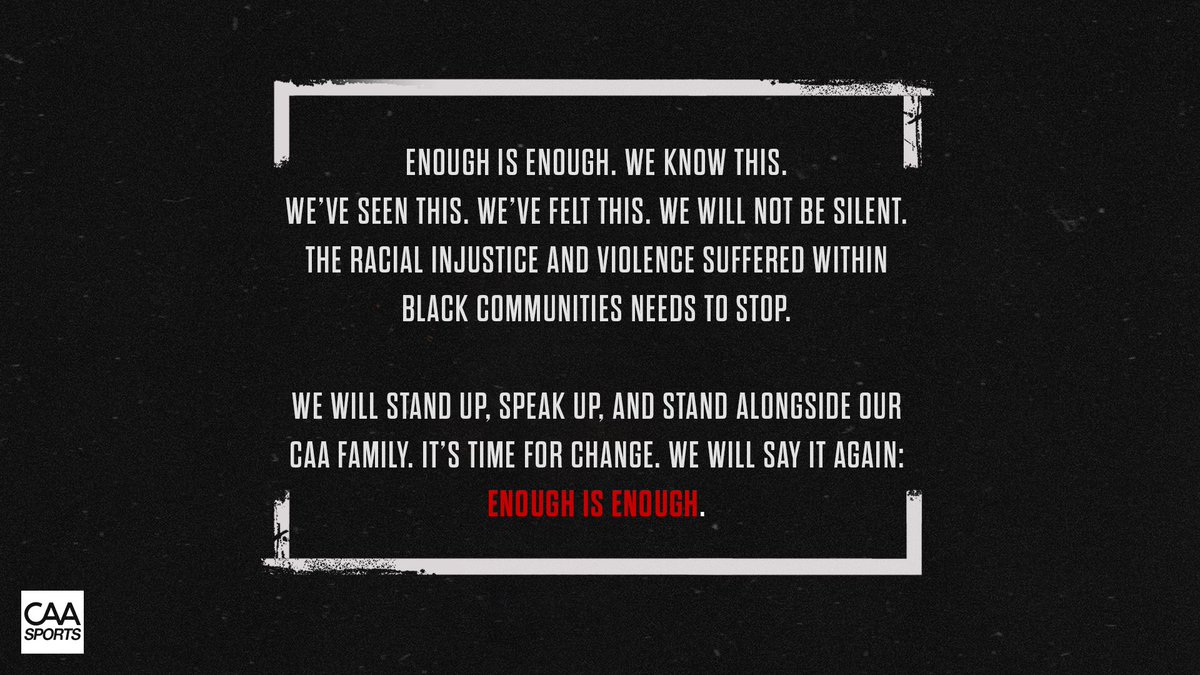 CAA_Basketball's tweet photo. We will stand up, speak up, and stand alongside our CAA Family. https://t.co/TS8azFWdk2