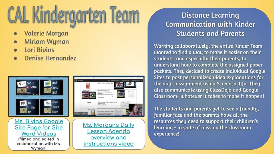 Shout out to the latest Spotlights on Innovative Teaching recipients: Kevin Kraft (Adult-Ed), Kinder Team (CAL), Rebecca Royston (RAD) who find engaging ways to motivate students using tech during challenging times! pvusd.net/edtech <a href="/radcliff_pvusd/">Radcliff PVUSD</a> <a href="/Calabasas_PVUSD/">Cal Staff</a> <a href="/mlrod/">marylou rodriguez</a>