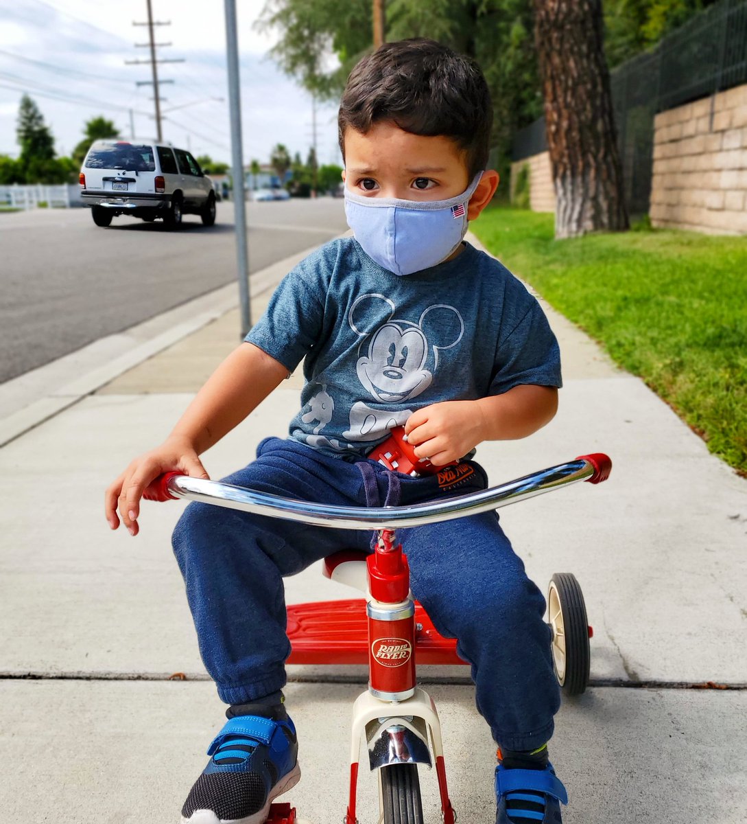 ChasinCaroline's tweet photo. How I roll, with my trusty #firetruck β€π¨βππ Learning my left & rights β¬
οΈβ‘οΈ #radioflyer #tricycle #quarantinelife #Masks4All #MaskUp #truegrumpybaby #Vincent #3yearsold #momlife #FridayVibes @paramount_posts https://t.co/jmLioEMZe4