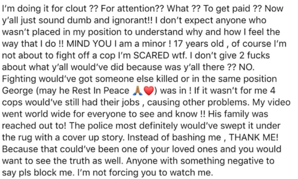 My heart breaks for this young woman. She said she is traumatized — understandably so — by the incident. Also, folks accused her of posting the video for clout, CAN YOU IMAGINE? I will hold her in my prayers (and if anyone knows of a fund to help HER, let me know)