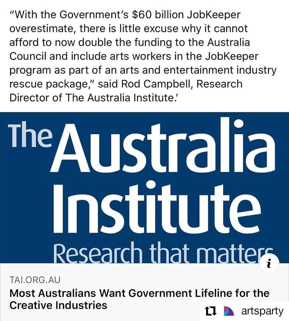 #Repost @artsparty
• • • • • •
The federal government keeps ignoring real facts about the significance of our Arts industry. But, many Australians do recognise how important it is and support both increased funding as well as more Australian cont… instagr.am/p/CAyxHgjjsgu/