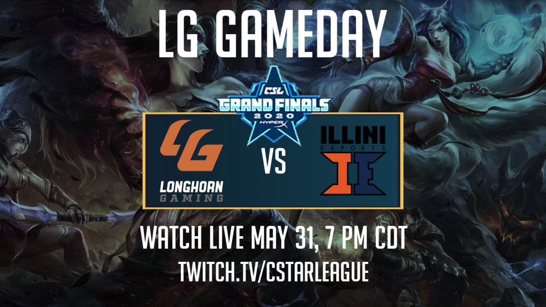 Longhorn_Gaming's tweet photo. Longhorn Gaming gets a shot at the @CStarleague Grand Finals in a rematch with @Illini_esports π§ββοΈ
This one's for all the marbles; don't miss the stream this Sunday. Who you got? π€π
https://t.co/F2Y0bkzxso
#CSLFinals20
#LGgameday https://t.co/ETbtGGQkIo